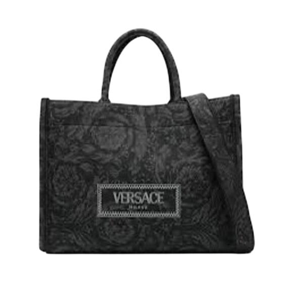 Versace NWT Large Barocco Athena Tote in Black - Picture 1 of 16